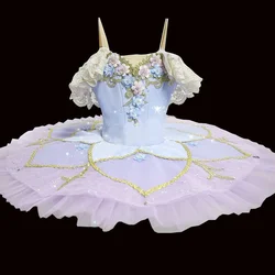 White Gold Fairy Doll Professional Pancake tutu Jagged tulles Platter Performance Tutus for Women Classical Ballet Stage Costume