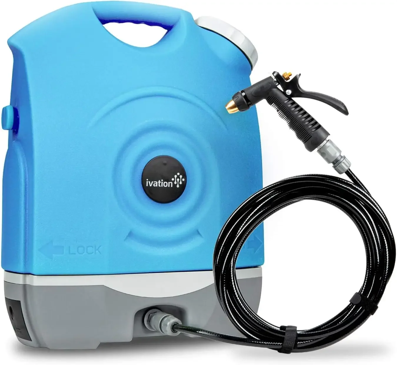 Multipurpose Portable Spray Washer w/Water Tank – Built in Rechargeable 2200 mAh Lithium Battery and 12v Car Plug - Metal