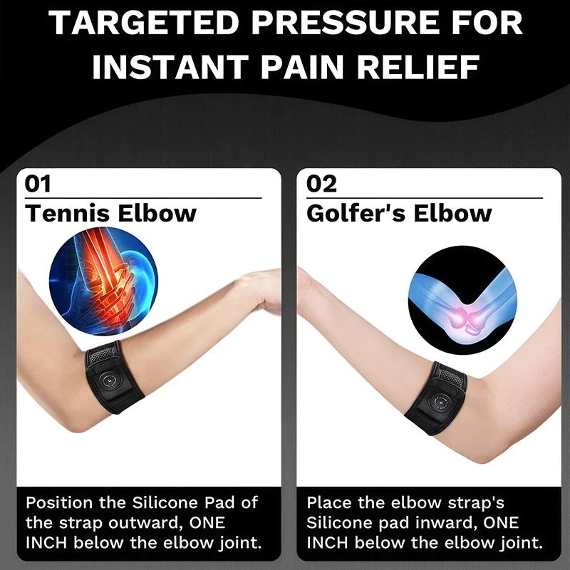 `Adjustable Knob Elbow Brace Silicone Pad Compression Sports Elbow Support for Men Women Tennis Badminton Volleyball Fitness` view 5