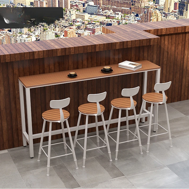 Outdoor bar counters and chairs, open-air dining bars, bars, coffee shops, milk tea shops, rooftops, plastic wood stools, outdoo