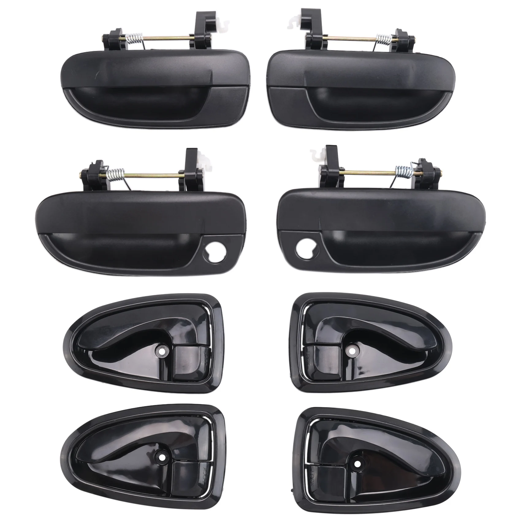 8pcs Front Rear Left Right Outside Door Handle Inside Door Handle for Hyundai Accent 1.5L 1.6L 2000-2006 Chrome