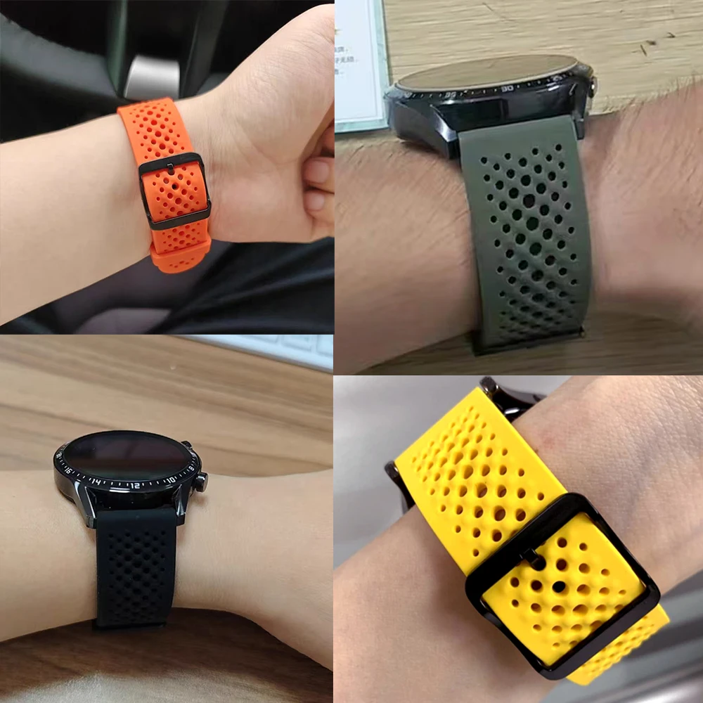 Cinturino sportivo traspirante in silicone da 22 mm per COLMI P86 P82 P81 V76 V68 M42 C81 I30 Bracciale per Xiaomi Watch S4 Cinturini da polso per esterni