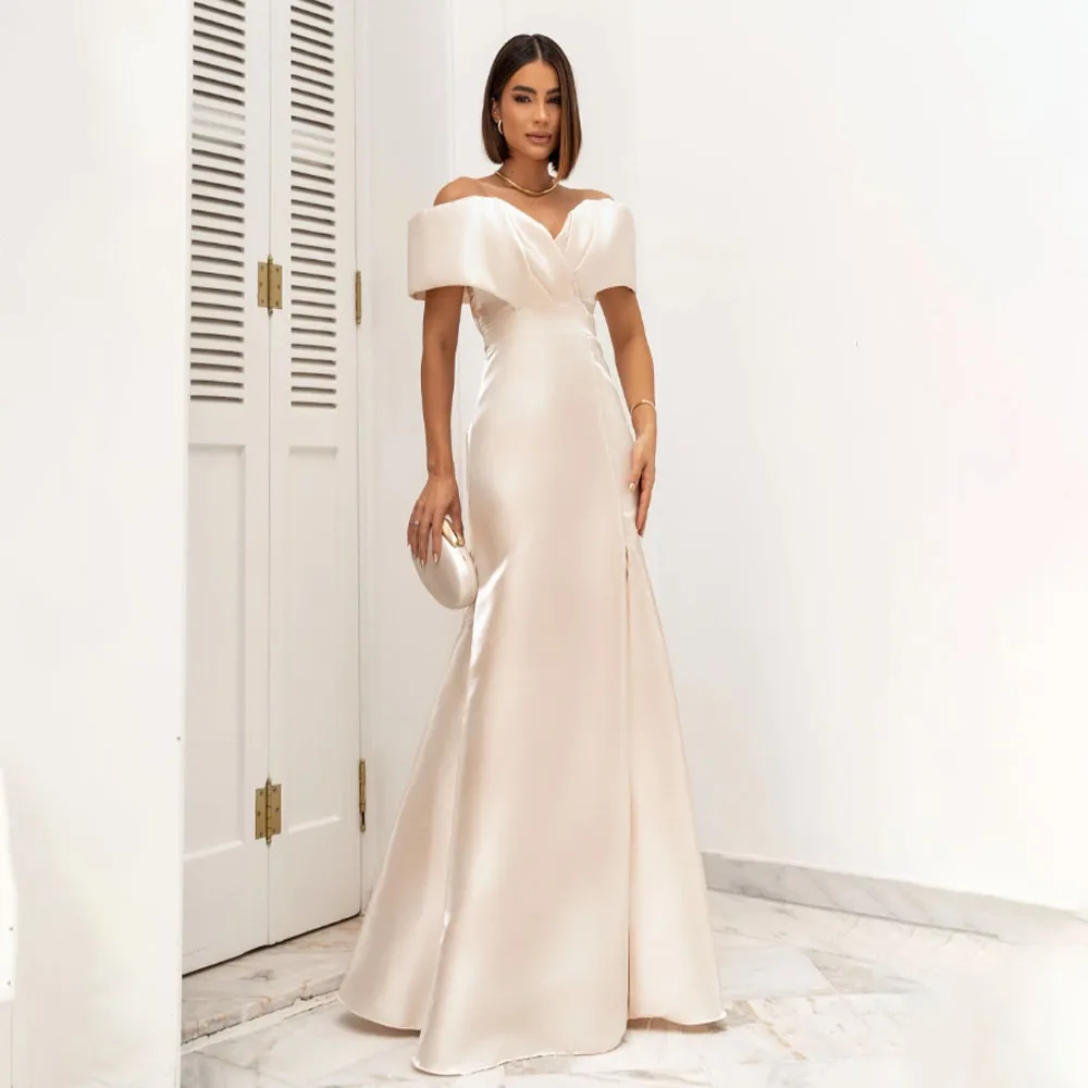 

Индивидуальные высококачественные женские вечерние платья трапециевидной формы на молнии с открытой спиной и v-образным вырезом длиной до пола, Robe De Soirée فساتين