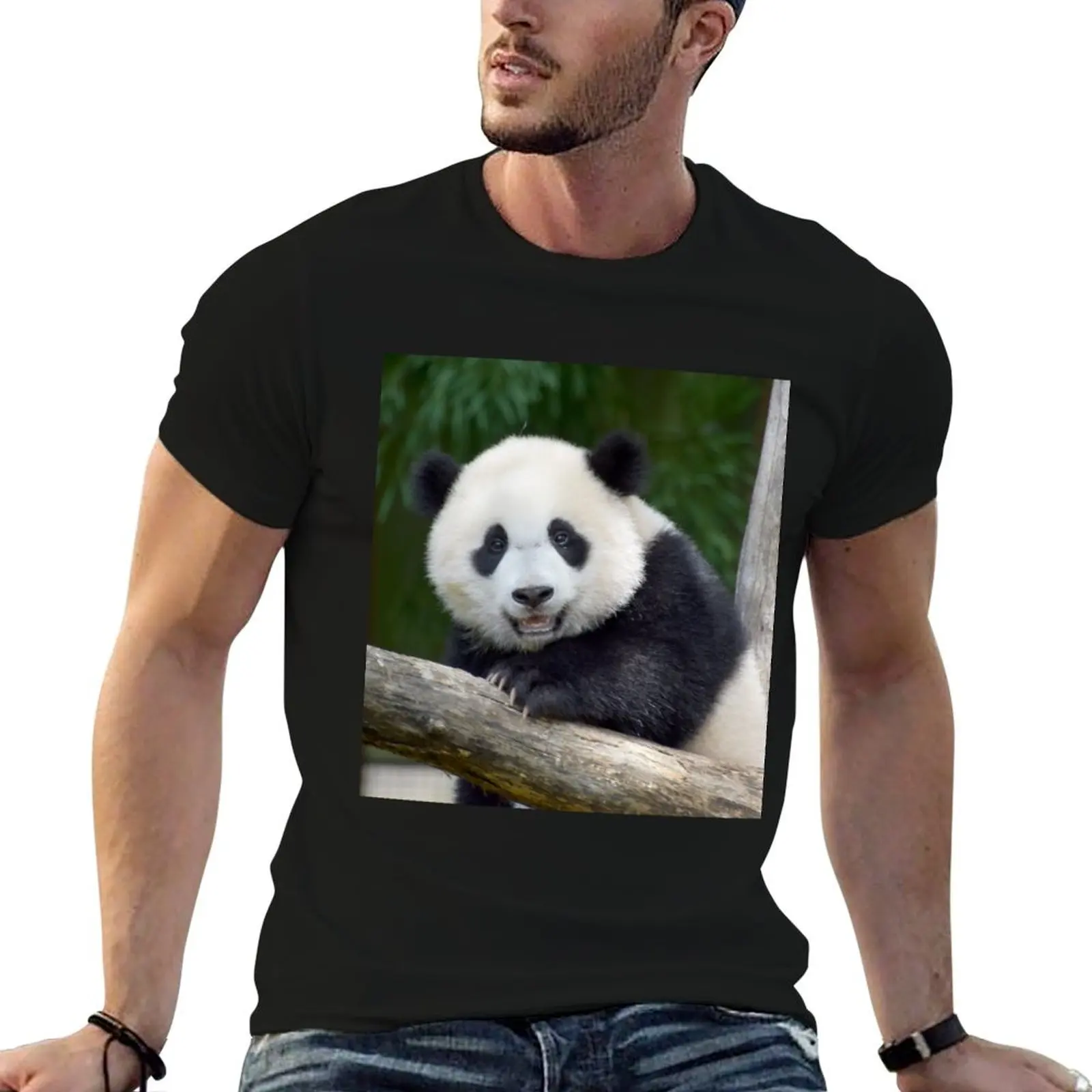 

Футболка в национальном стиле для футболки с изображением зоопарка для аниме Baby man Panda Qi t мужские рубашки с рисунком Ji Xiao