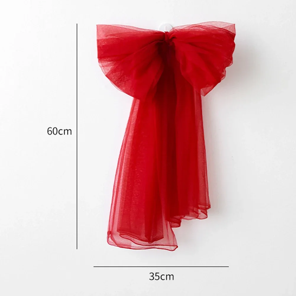 60*35cm Bowknot Christmas Decoration Easy Installation Perfect For Gifts Sturdy Mesh Material Versatile Holiday Use