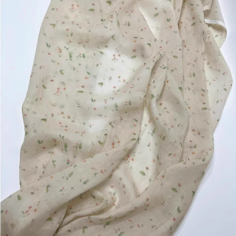 

50x140cm, 100-count pure ramie fabric, printed Chinese cheongsam dress, small shirt, summer clothing fabric