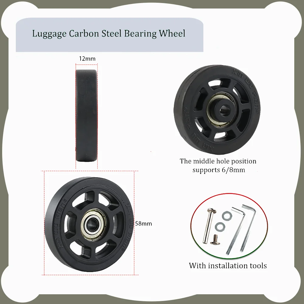 

FJ-58-12 Travel Suitcase Universal Wheel Replacement Parts Wheels Luggage Trolley Case Rubber Caster Rim Repairing Kit