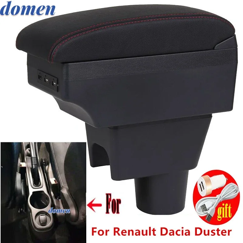 

armrest box For Renault Dacia Duster I 2010-2019 Central console storage box For Nissan Terrano 3 Cup holder PU Leather