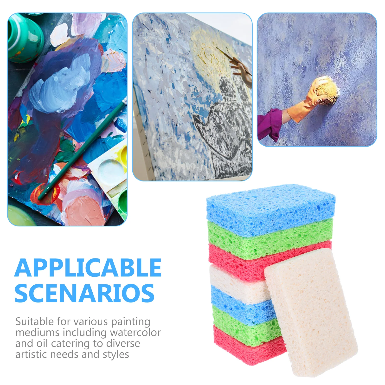 8Pcs Rectangular Artist Sponge Knockdown Texture Sponge for Wall Drywall Repair Patch Drywall Ceiling Texture Tool