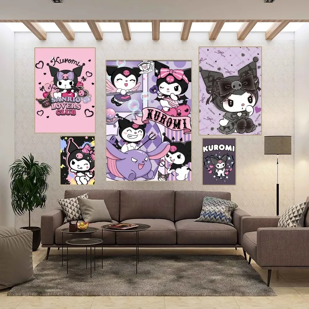 Kuromi-Póster Kawaii para decoración de la habitación del hogar, arte estético, pintura de pared, pegatinas, pintura en lienzo