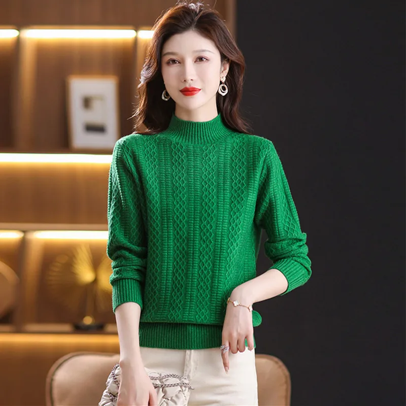 

Свитер с длинными рукавами для женщин, одежда, пуловеры, корейский 235, новый осенний трикотаж, мягкие теплые топы, однотонный женский свитер