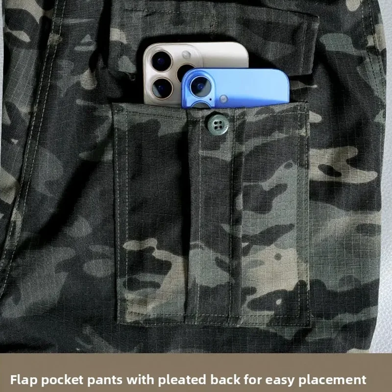 Verschleißfeste Cargohose für Herren, lässige Arbeitshose, Stretch-Hose, atmungsaktiv, mit mehreren Taschen, für den Außenbereich, wasserdicht, für Training, Wandern, für Herren – Detail 15