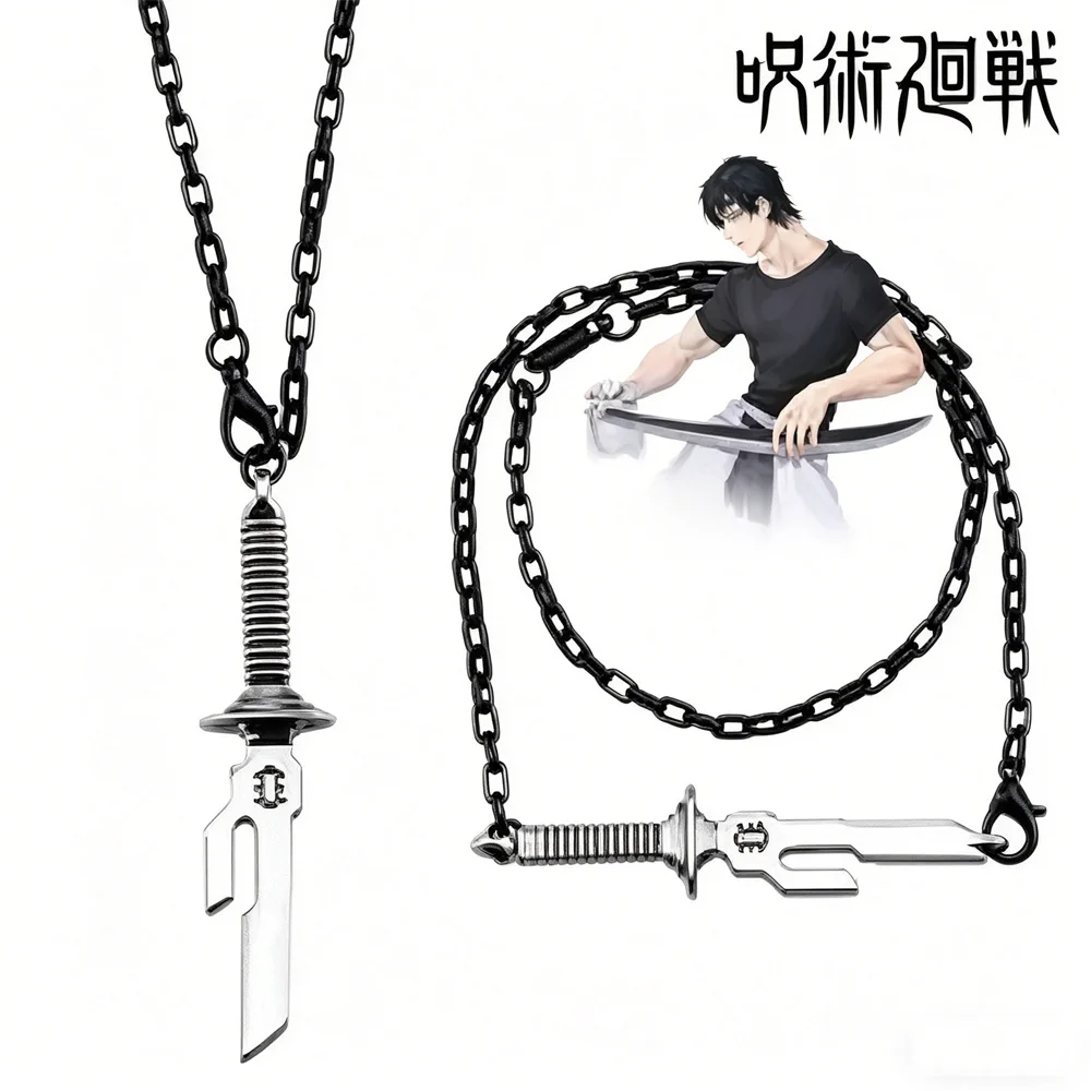Image of Anime Jujutsu Kaisen Fushiguro Toji Schwert-Halskette, Tianrispeil-Messer-Anhänger, Cosplay-Halsketten für Unisex, Choker-Schmuck