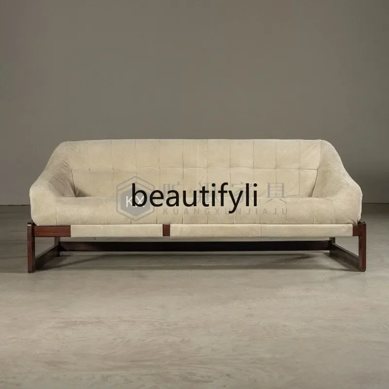 

New Chinese Style Solid Wood Double or Three-Seater Fabric Sofa for Model Room, Sales Office, and Exhibition Hall