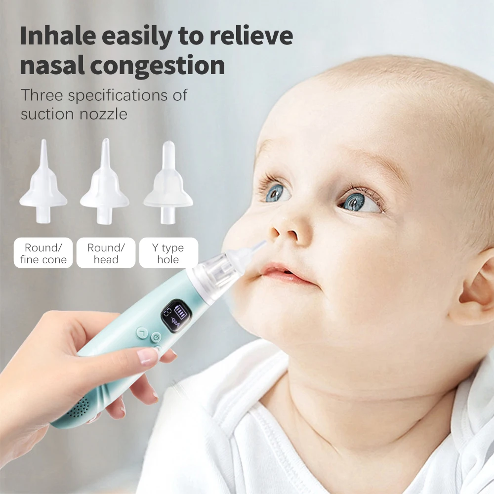 Baby Nasal Aspirator Toddler Electric Nose Aspirator Automatic Nose Cleaner Adjustable Suction Music and Light Soothing Function