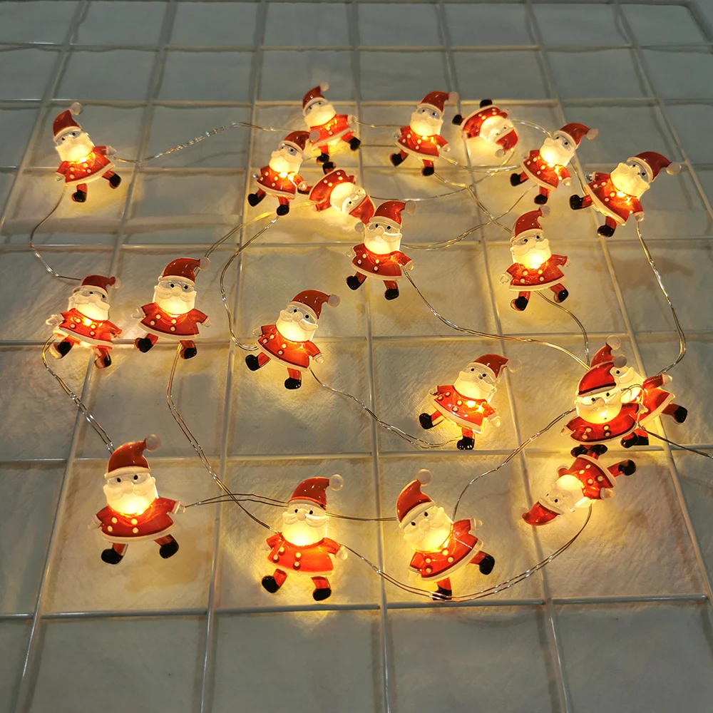 Santa Claus Snowman LED Light String Christmas Decoration For Home Xmas Tree Ornament 2024 Navidad Kids Gift 2025 New Year