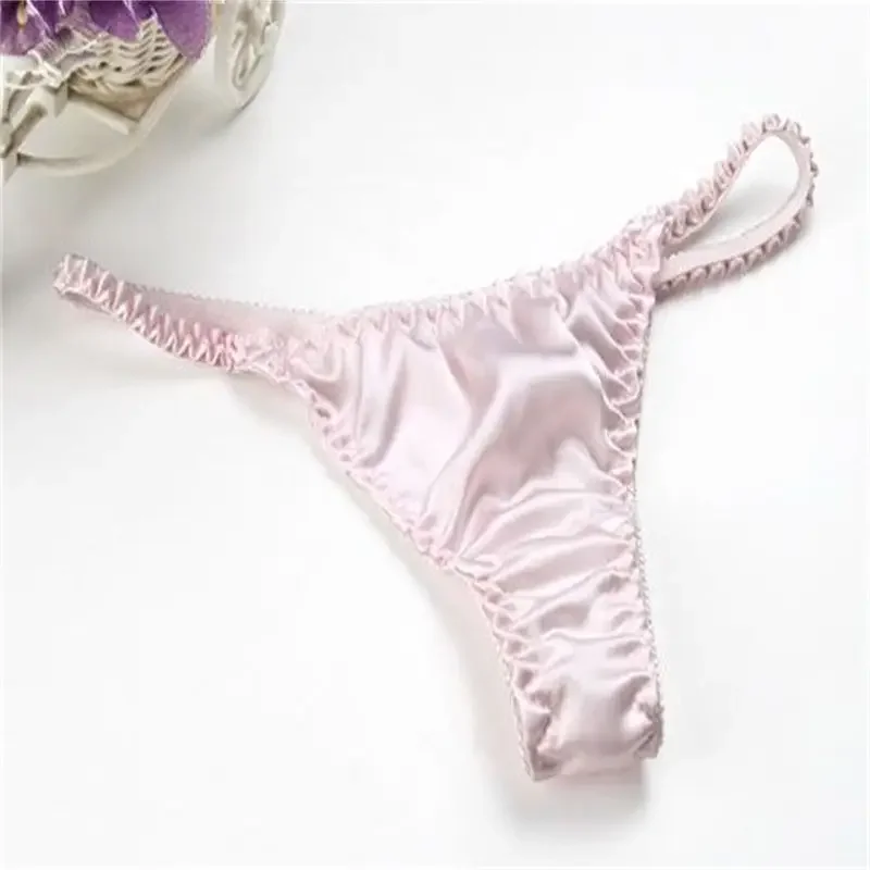 Infradito di seta di spedizione gratuita per biancheria intima sexy e puro desiderio da donna, nuova cavallo di seta piena di seta estiva a vita bassa