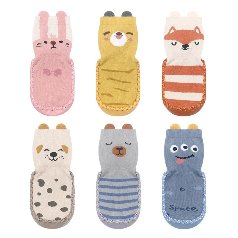 Baby Boys Girls Toddlers Anti Slip Slipper Shoes Cute Kids Children Grip Floor Walking Indoor Short Cotton Socks Spring Autumn