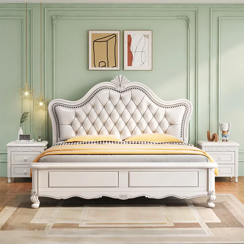 

Unique Luxury Wooden King Size Double Bed Frame European Double Bed Pretty Headboard Modern Cama Matrimonial Bedroom Furniture