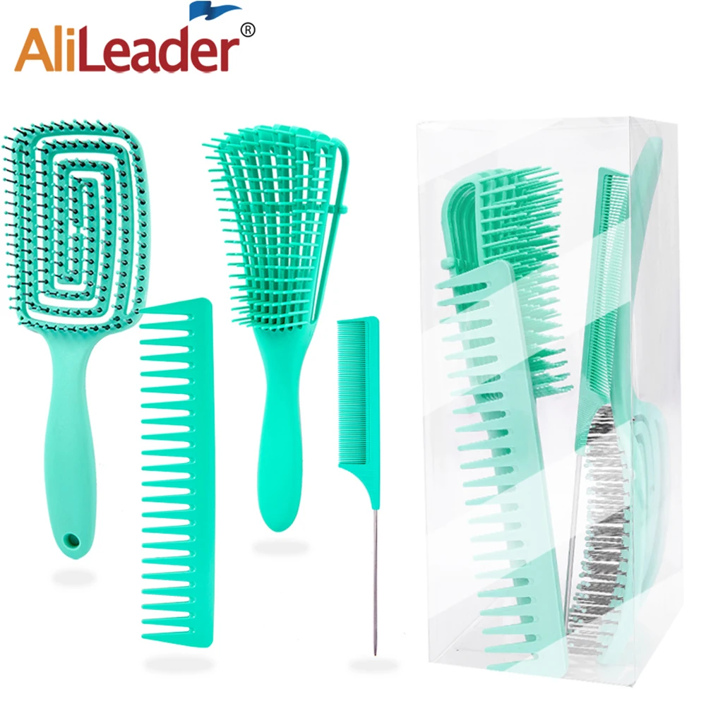 

Detangling Brush 4 Pcs Hair Brush Set For Afro Curly Coily Long Hair Knots Detangler Easy To Clean Hair Care Styling Tools