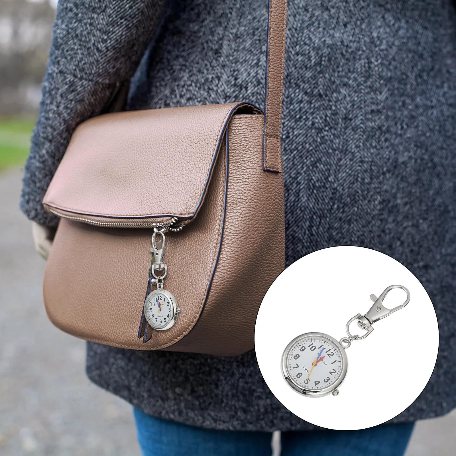 

1 pc Digital Watch For Gift Big Numbers Portable Alloy Pocket Watch Students Elderly Time Learning Tool