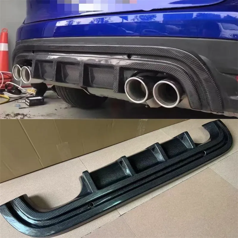 

For Jaguar F-PACE Real Carbon Car Fiber Rear Bumper Lip Diffuser Exhaust port Splitters Spoiler Car Accessories Body Kit