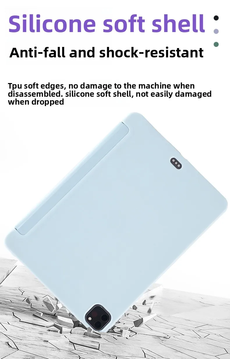 Silikon Tri-Fold Hülle für iPad 11. Generation Air 7/6/5 Pro 11 mit Auto-Wach-/Schlaffunktion und weicher Rückseite – Detail 4