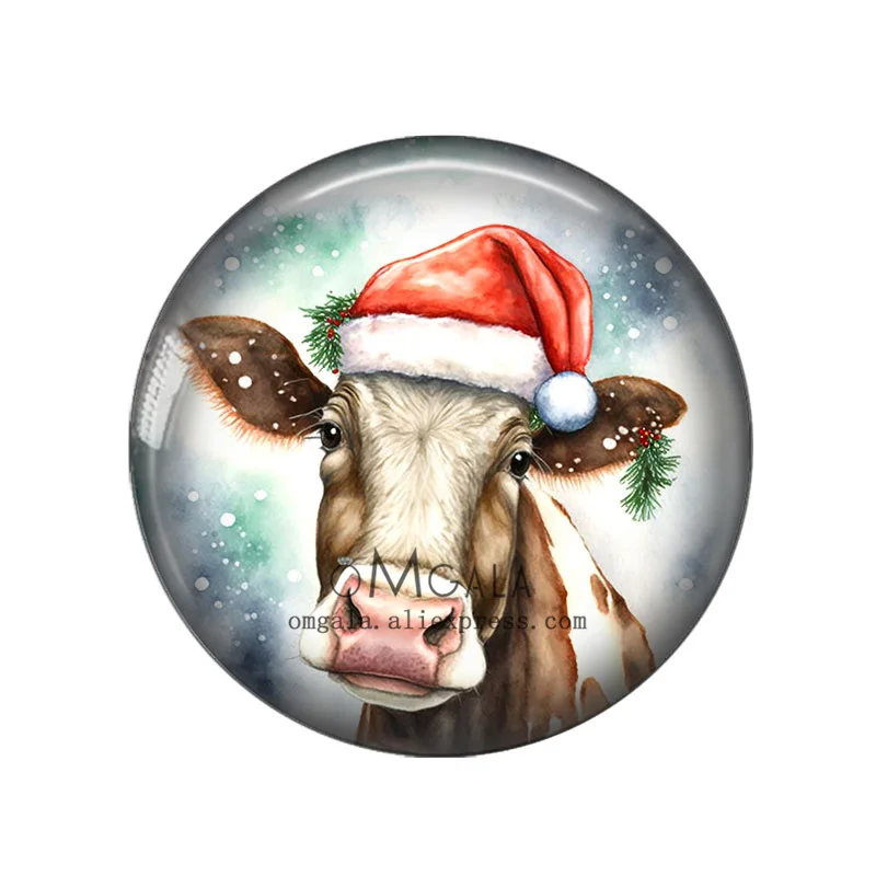 صورة مستديرة ، 12 كابيش زجاجي ، 18 ، 20 ، 50 ، 25 ، دائري ، أرنب ، قطة ، كلب ، فأر ، ألوان مائية ، كريسماس ، صنع نتائج ، ظهر مسطح