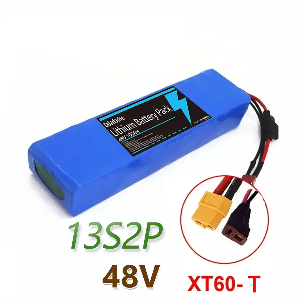 13S2P 48V 100000mAh 100Ah Lithium-ion batterijpakket met 250W 350W 500W 750W 1000W BMS en een gratis 54.6V oplader