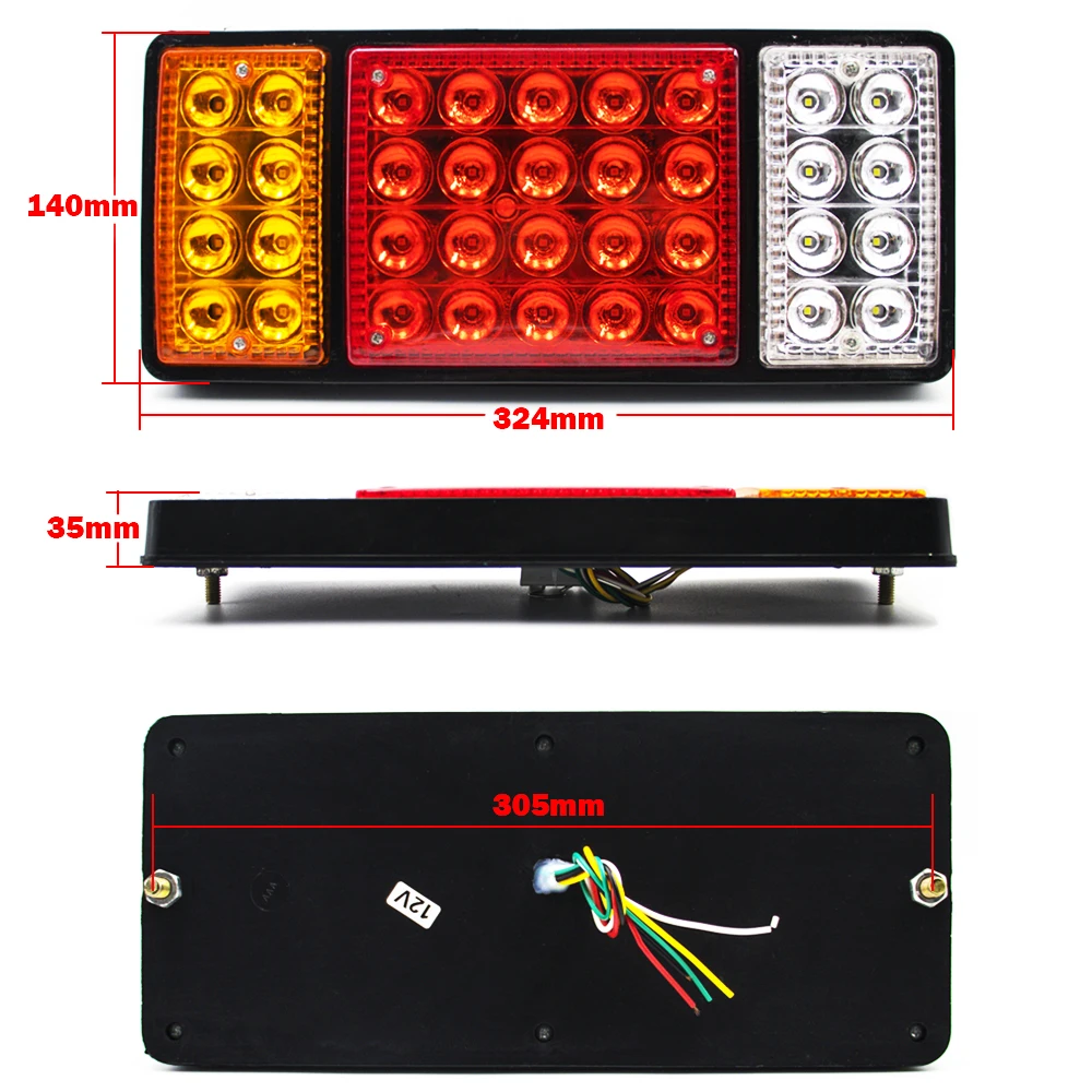 2PCS Trailer Tail Light 36 LED Brake Turn Signals Light Waterproof Tail Lights for 12-24V Truck Trailer RV UTV Camper Van Boat