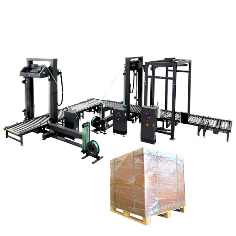 Fully Automatic Pallet Strapping Machine End of Line Packaging Solution Online Strapper System Custom