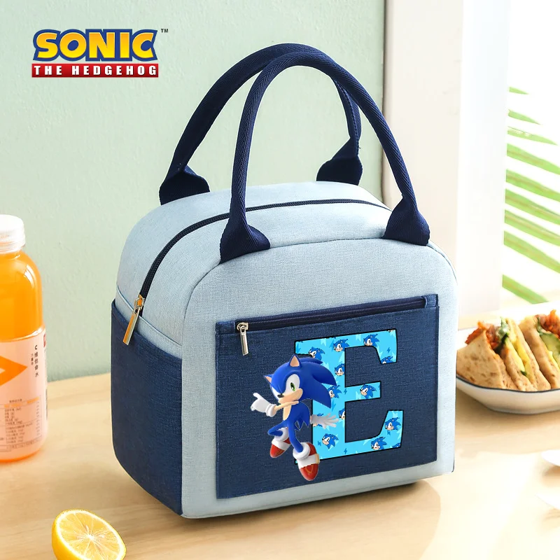 Sonics Lunch Bags Waterproof Food Cooler Bag Print A-Z Letters Large Capacity Heat Preservation Anime Cartoon Character Kid Gift