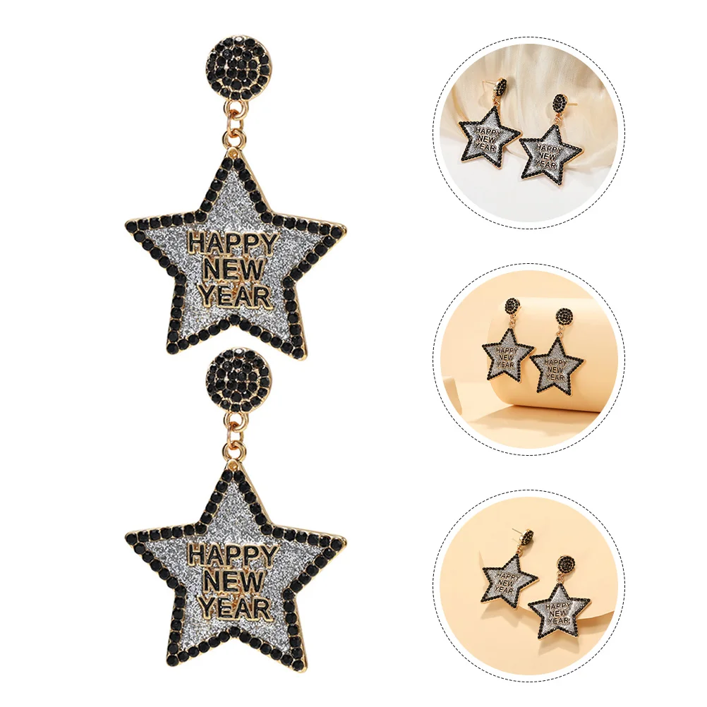

Five pointed Star Earrings Rhinestones Dangle Fashion Jewelry for Women Wife New Year Gift Modern Trendy Costume