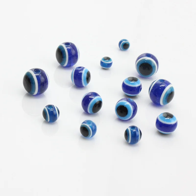 Wirtschaft lich 1000 teile/paket 4/6/8mm böse Augen Perlen für Schmuck machen blaue runde glatte Perlen für DIY Armband Halskette Ohrringe