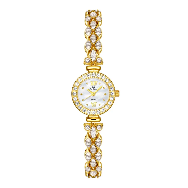 High End Temperament Starry Sky Diamond Luxury Exquisite Bracelet Ladies' Quartz Wristwatch Gold White Round Dial Women Watch