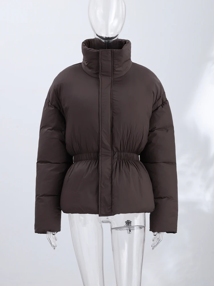 Women's Winter Jacket Hooded Short Top Cropped Drawstring Waist Coat Long Sleeve Warm Oversized Jackets Streetwear Woman Clothes