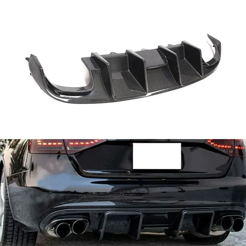 Carbon Fiber S4 Rear Valance Lip for Audi S4 B8 A4 Sline Sport Sedan 4-Door 2008- 2012 Top Wings Black Lip Body Kit Splitter