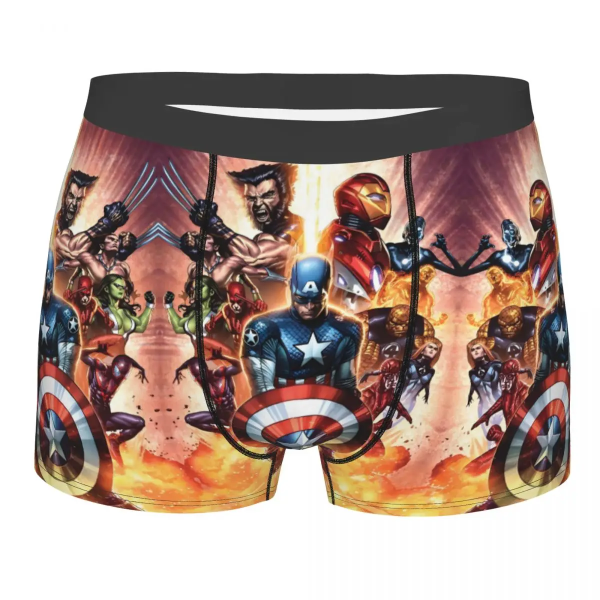 

Custom Classical Captain America Underwear Male Printed Cool Superhero Boxer Shorts Panties Briefs Breathable Underpants