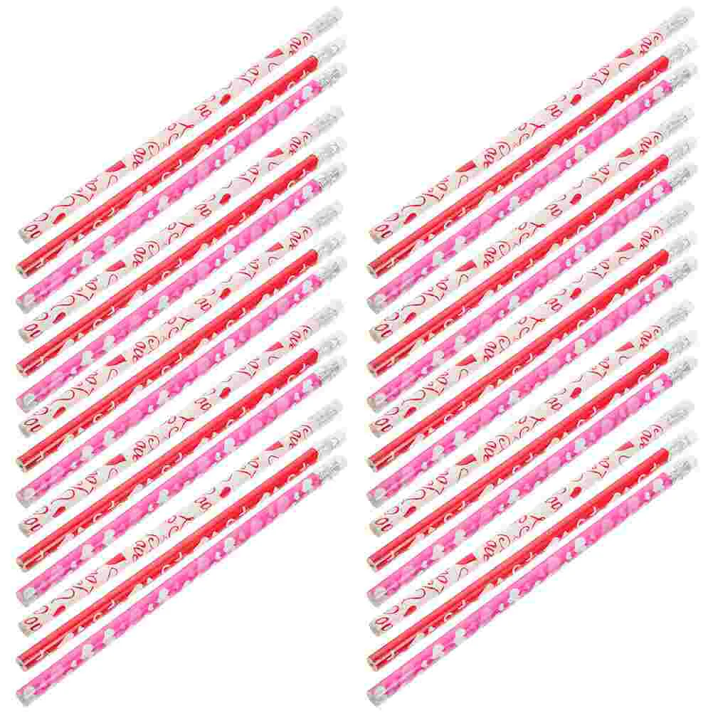 100 Pcs Multi-function Pencils Sketch Students Supply Heart-pattern for Examination