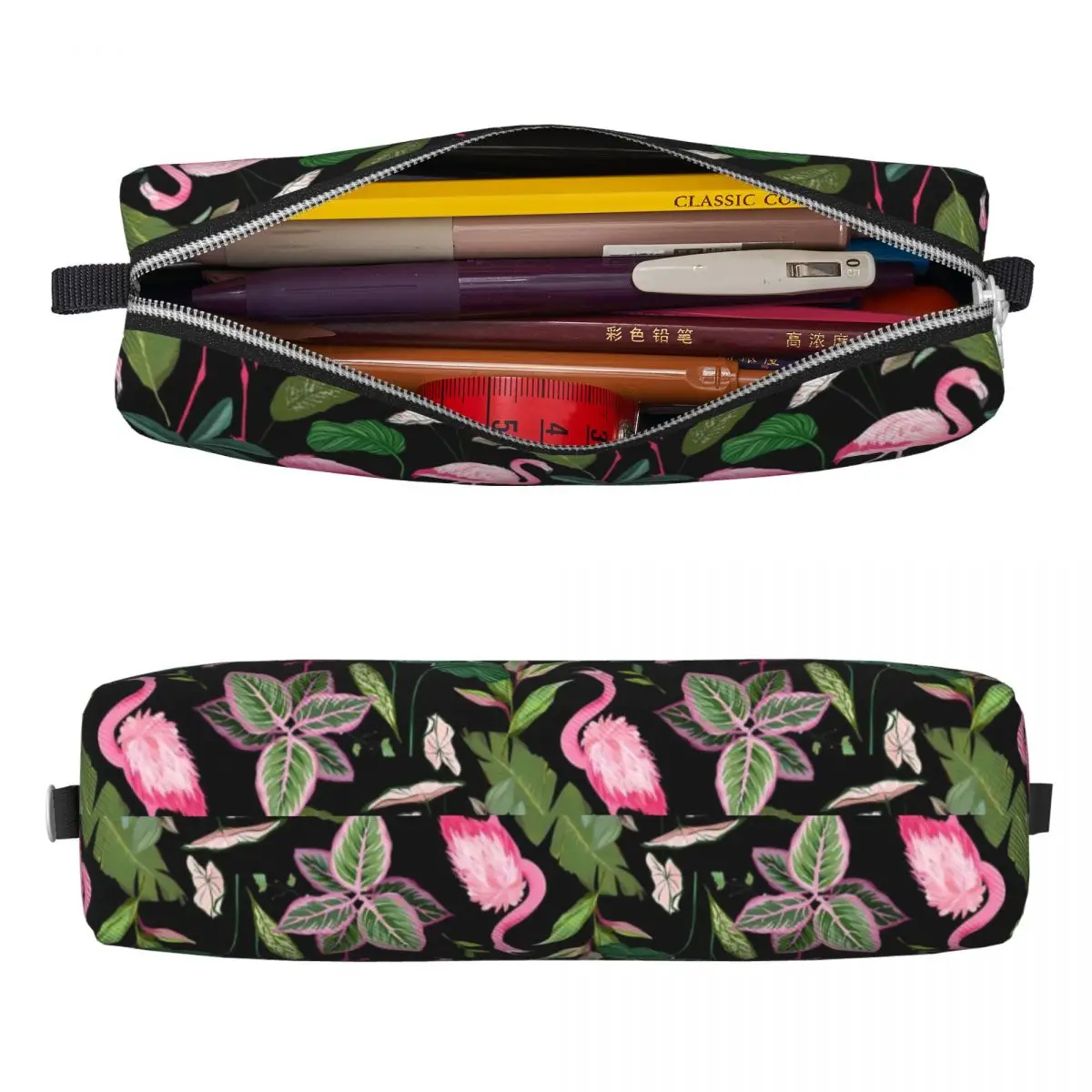 Tropical Bird Pencil Case Pink Flamingo Zipper Pencil Box Girls Boys Kawaii Large School Pencil Cases Stationery Organizer