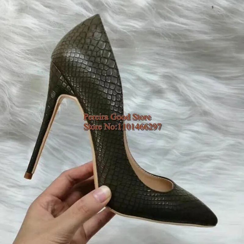 Sexy Snakeskin Printed Leather Women High Heel Pumps Python Pattern Shallow Pointed Toe 12CM 10CM 8CM Female Shoes