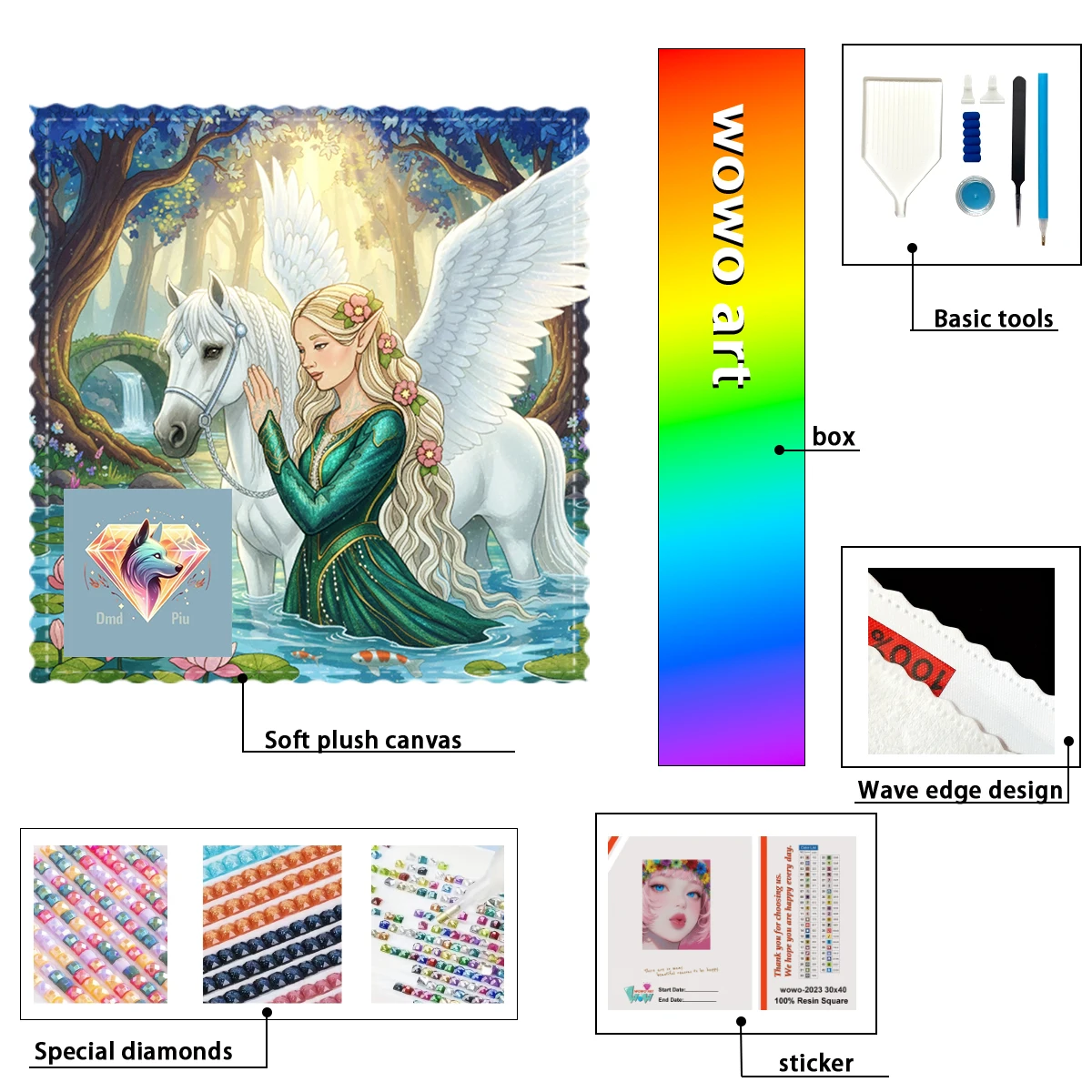 

【Piu Diamond Art】Девушка и небесный конь, стразы Crystal AB, стразы FD, идеальные стразы из смолы