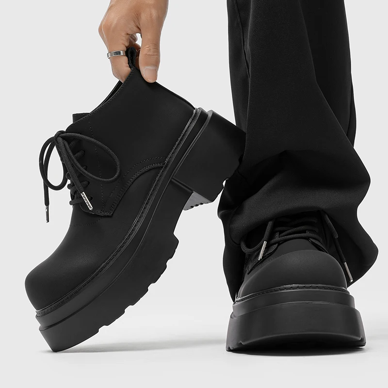 New Commuter Men Derby Shoes Thick Bottom Fashion Big Head Mickey Daily Casual Work Boots