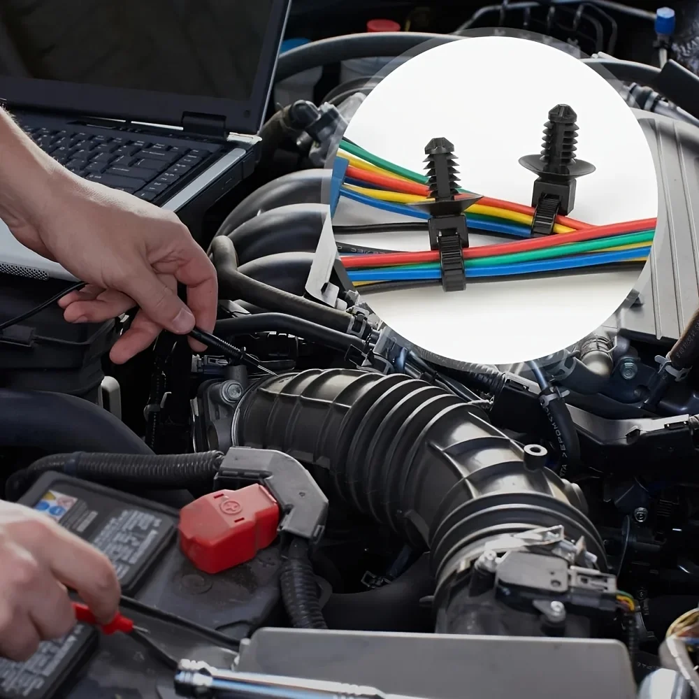 110 قطعة من ربطات كابلات السيارة شديدة التحمل ومقاومة للأشعة فوق البنفسجية مع مشابك قفل أوتوماتيكية - متعددة المقاسات (5.91/9.84/15.75 بوصة)