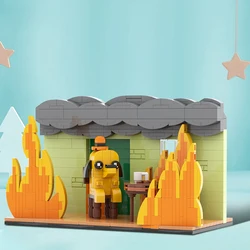 MOC This is Fine Dog Building Block Kit Anime Cartoon Fire Meme Vignette Hound Dog Animal Brick Model Toy For Children Gifts