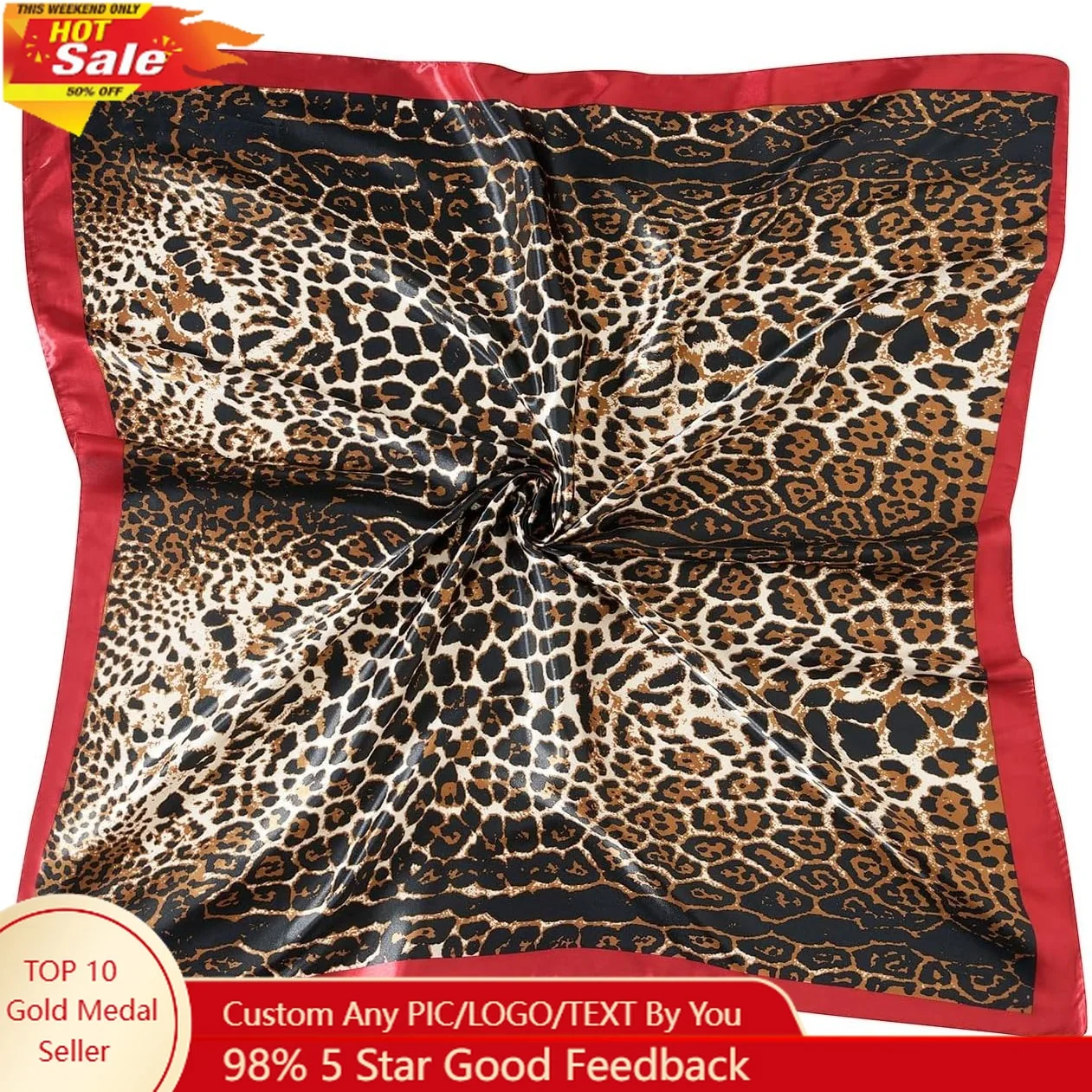 

Women Square Scarf Wrap 35” Satin Headscarf Emulation Silk Large Hair Bandanas Neck Scarves Accessories Patterned