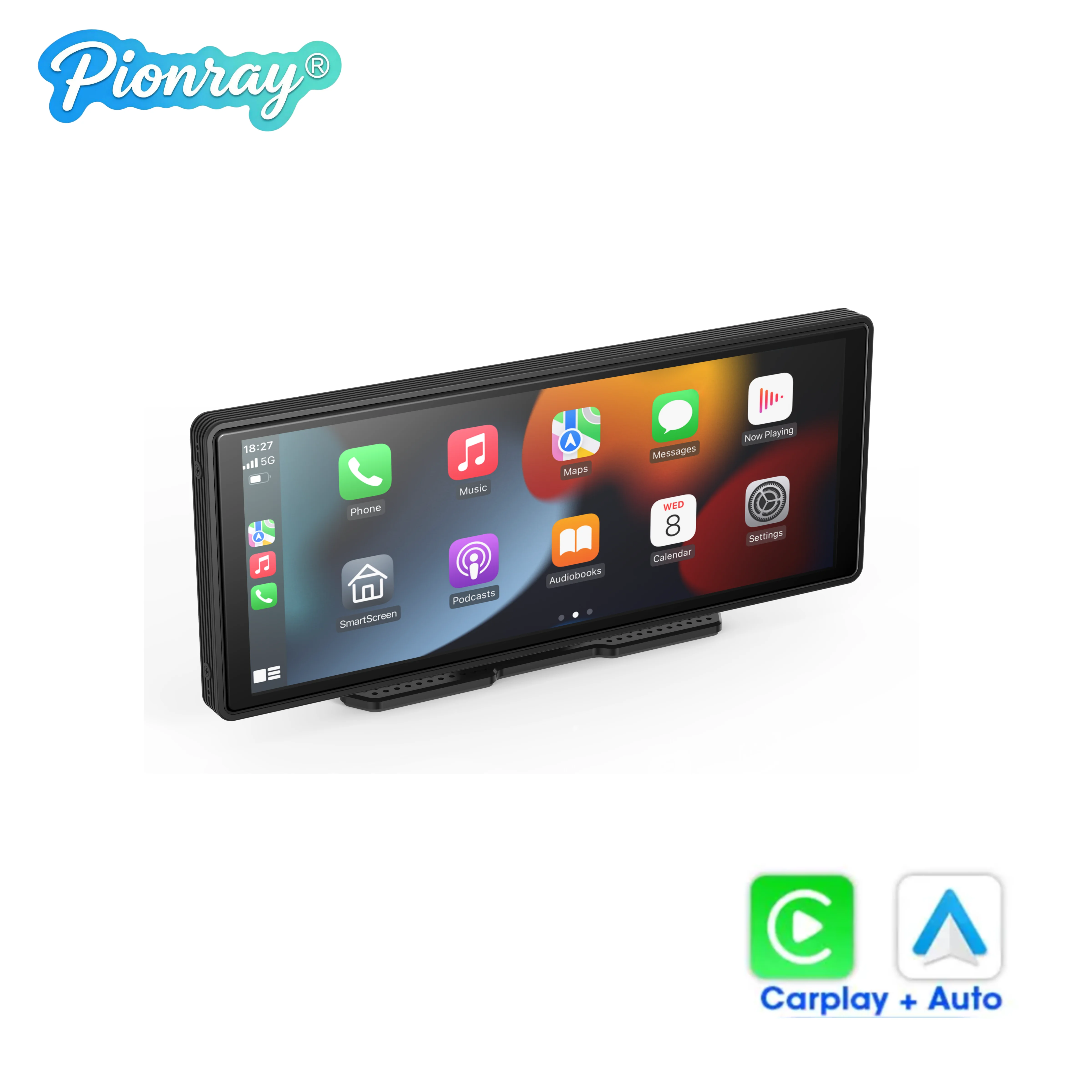 Cámara de Coche Portátil Universal de 10.26 Pulgadas con CarPlay Inalámbrico, Android Auto, Pantalla HD de 1600*600, GPS, Mirror Link, FM, USB, BT, AUX, TF