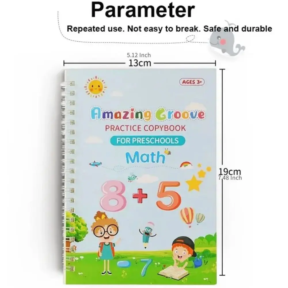 Reusable English Writing Practice Book for Kids Wipe Clean Magic Copybook with Stickers Parental Guidance Interactive Learning