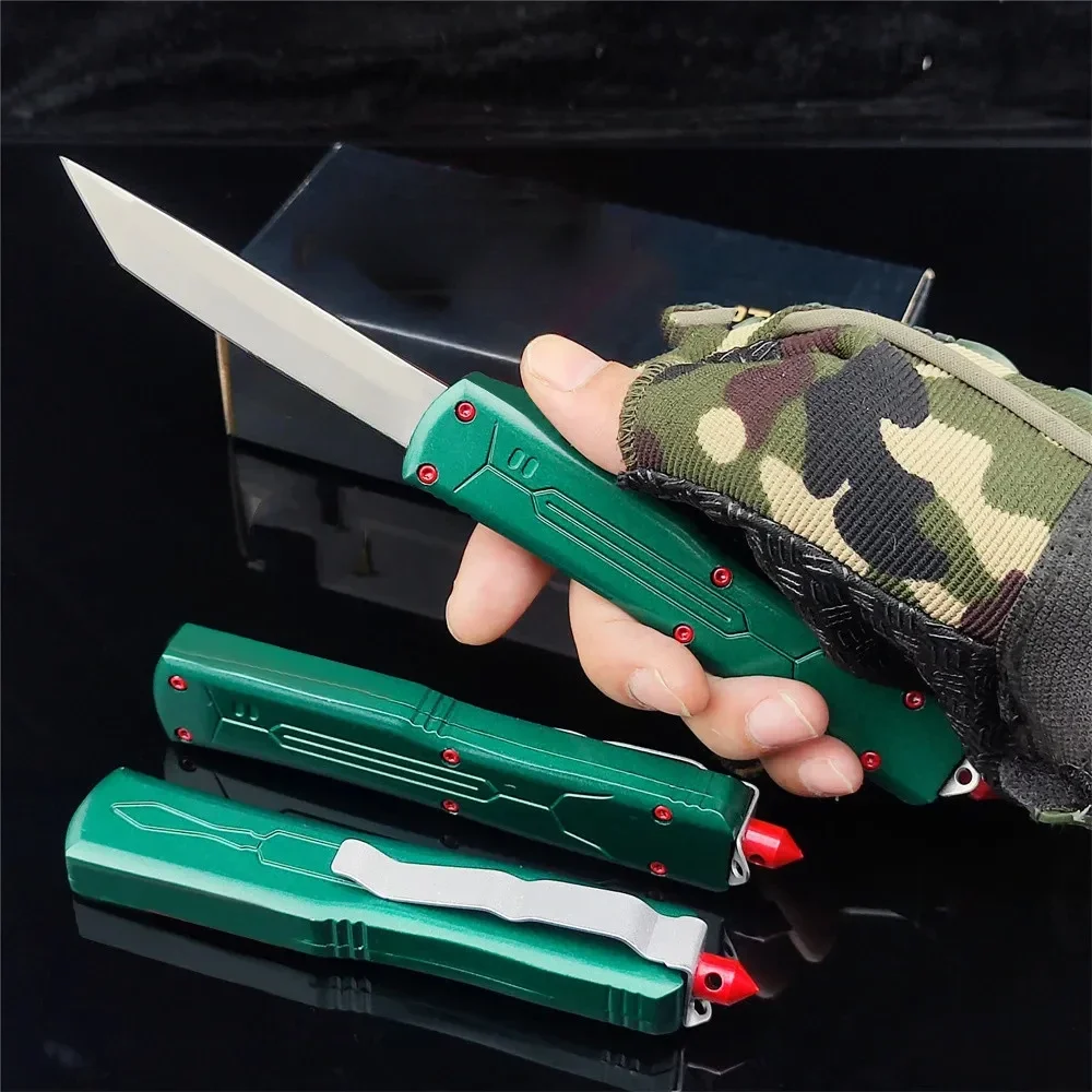 MIC Series EDC Hunting Tactical Knife 440C Blade Pocket Knives Green Zinc Alloy Handle Camping Survival Utility Outdoor Tool