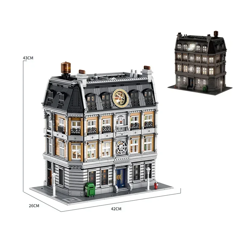 

7537pcs/6632pcs Madhouse Model Building Block Toys with LED City High Difficulty Street View Sanctuary Brick Toys for Adult Gift
